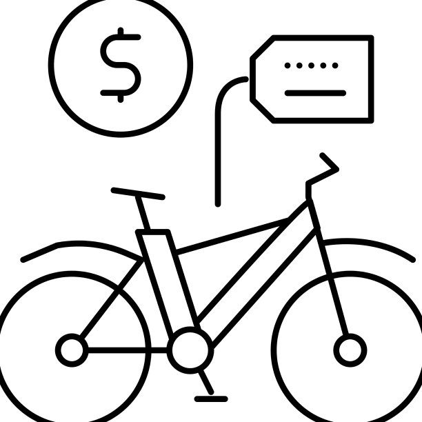 自行车租赁线图标标志图片下载