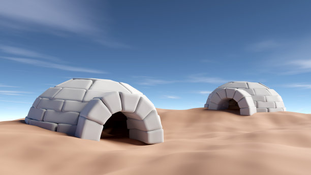 沙漠中的爱斯基摩冰屋。图片下载