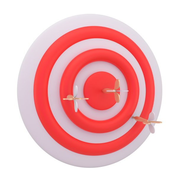 3D插图成功的箭弓目标，业务概念与3D飞镖。图片下载