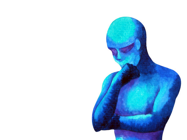 抽象精神心灵人体精神灵魂思维肖像位置活动艺术水彩画设计插图蓝色图片下载