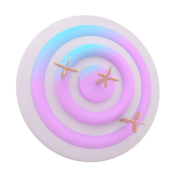 3D插图成功的箭弓目标，业务概念与3D飞镖。图片下载