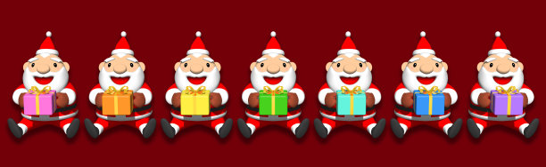 圣诞老人拿着一个礼物盒。线。图片下载