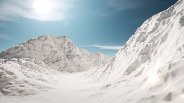 雪山景观与阳光。图片下载