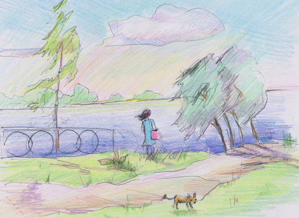 瞬间的素描，湖面上的风图片下载