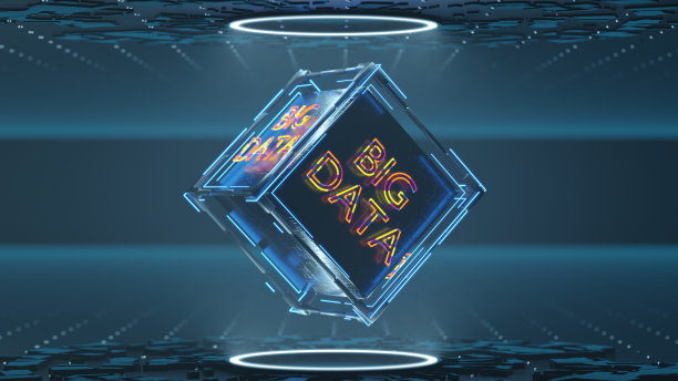 抽象技术立方体上的大数据。大数据可视化。未来的信息。信息和美学设计。三维渲染图片下载