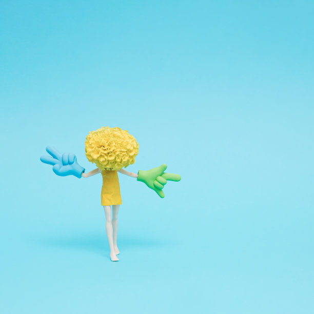 金盏花娃娃的头表示和平(胜利)和ILY，我爱你的标志。创意手势概念。图片下载