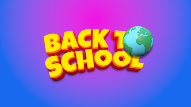 回到带有霓虹灯背景的学校标题图片下载