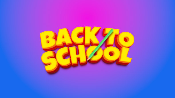 回到学校标题与铅笔在霓虹灯背景图片下载