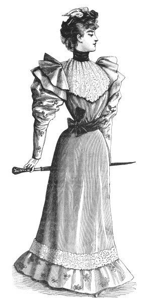 优雅的女人与伞在历史时尚服装-复古雕刻插图孤立在白色背景图片下载