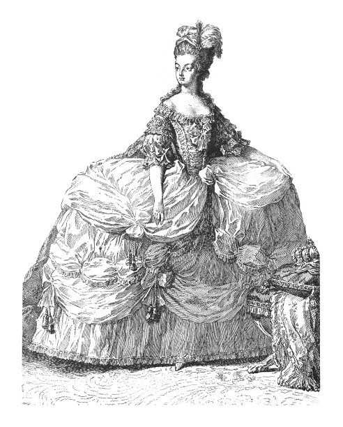 法国女王玛丽安托瓦内特Josèphe珍妮-古董雕刻插图孤立在白色背景图片下载