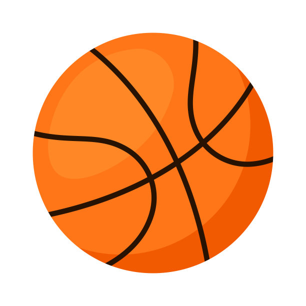 篮球矢量图标剪贴画在白色背景上的平面动画插图图片下载