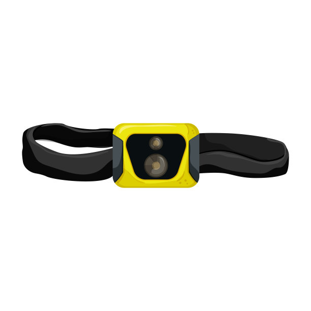 闪光头灯手电筒卡通矢量插图图片下载