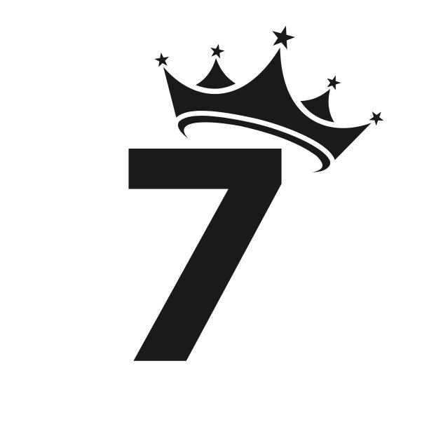 字母7皇冠标志。皇冠标志在信7向量模板美丽，时尚，明星，优雅，豪华的标志图片下载