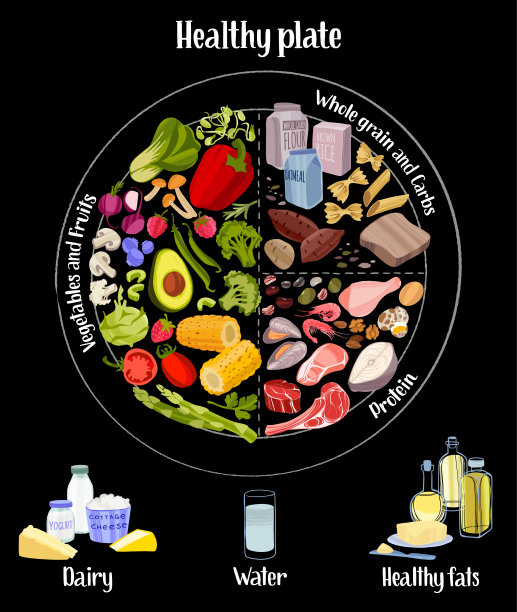 理性的饮食信息图。健康餐盘概念。图片下载
