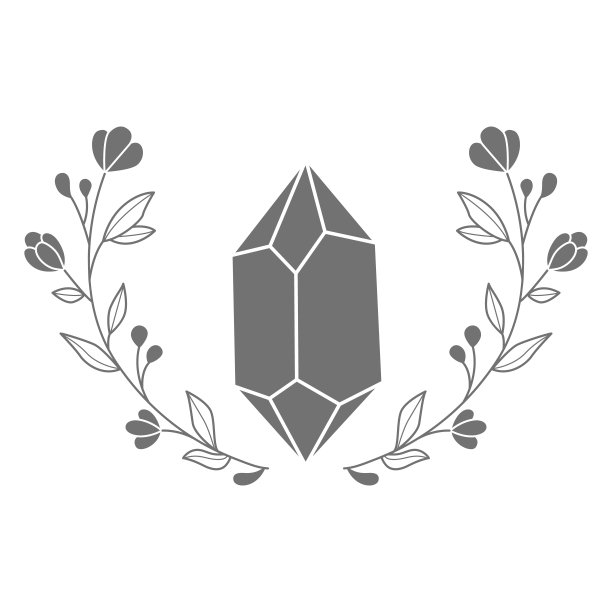 花卉和宝石形状手绘风格。图片下载