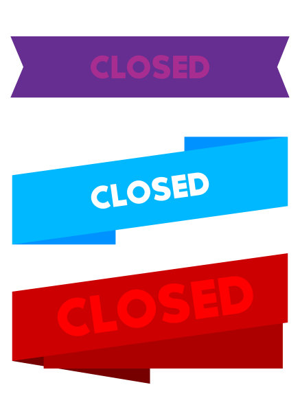 一组带关闭的文本缎带。旗帜模板。标签贴纸。的迹象。图片下载