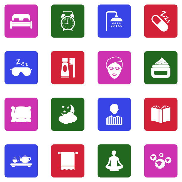 睡眠程序图标。白色平面设计在广场。矢量插图。图片下载