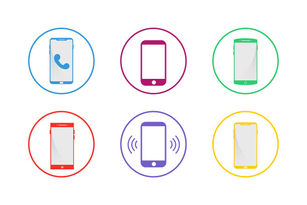 彩色智能手机图标集图片下载