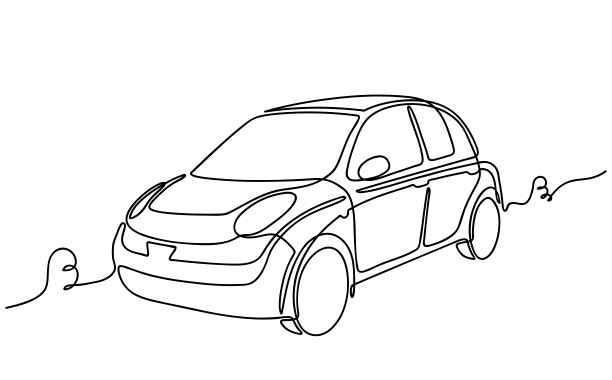 连续单线绘制汽车。汽车交货快。抽象的极简主义风格的小型城市车辆。可编辑的手绘轮廓线。向量图片下载
