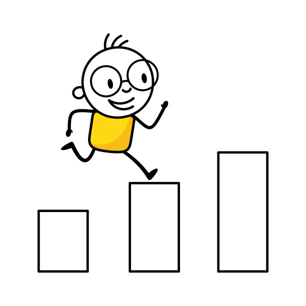 在白色背景上跳跃以实现目标的男人，成功的商业理念，矢量素材插画图片下载