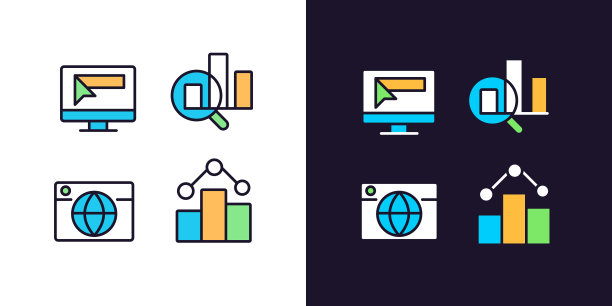 商务在线科技像素完美的明暗主题色彩图标集图片下载