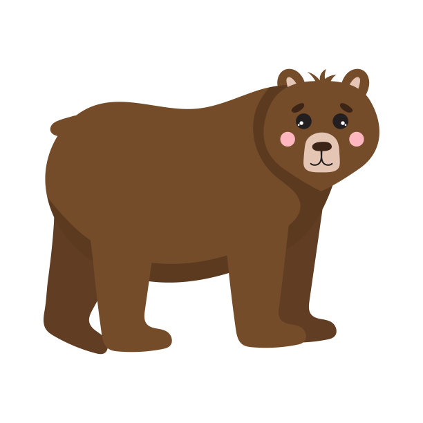 可爱的卡通棕熊孤立在白色背景。平面设计元素。矢量图图片下载