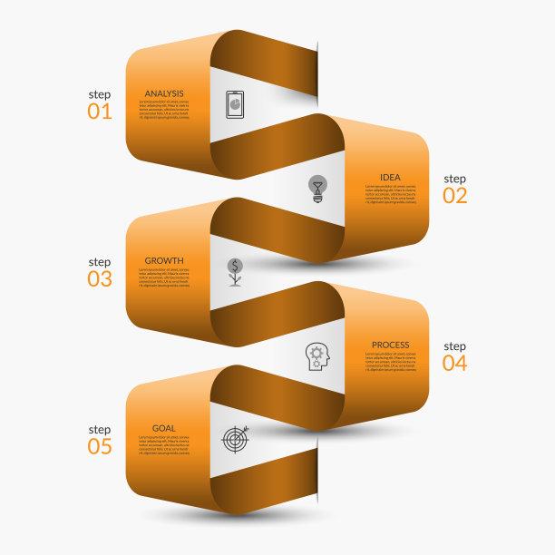 矢量信息图条带5步，选项。图片下载