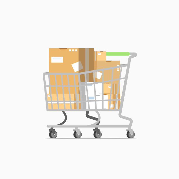 购物车里装满了孤立在白色背景上的纸箱图片下载