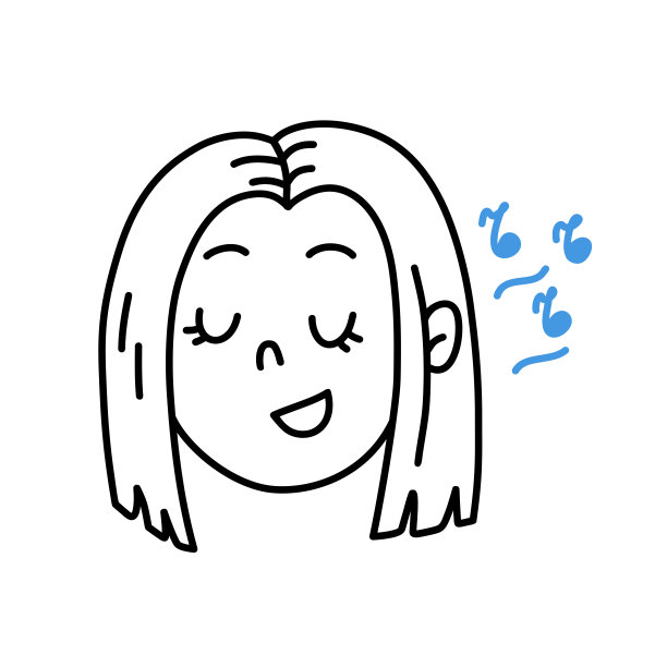 矢量手绘线卡通可爱微笑唱歌女孩的脸与笔记。图片下载