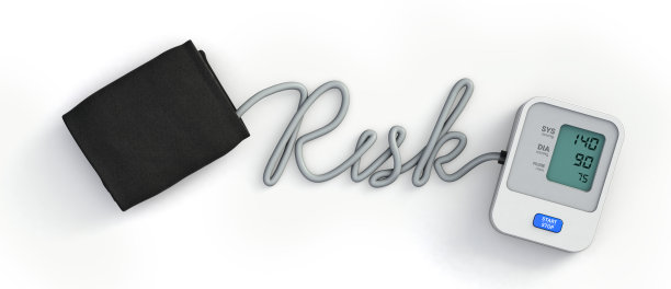 风险词由血压监测管构成。高血压的概念。3 d演示。图片下载