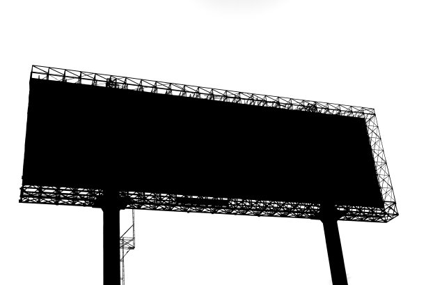 剪影空白广告牌孤立在白色背景图片下载