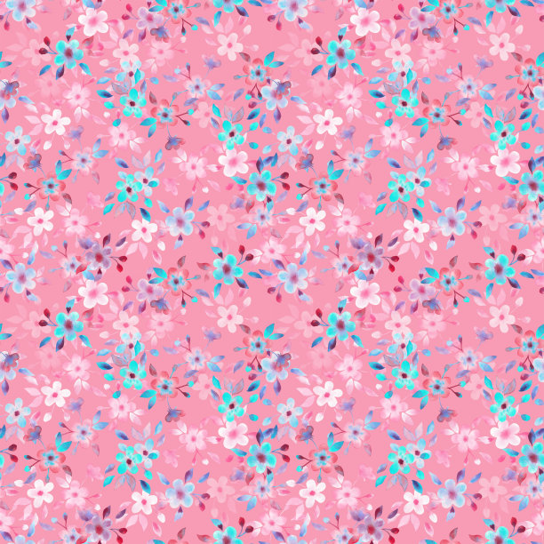 水彩无缝图案的小粉红花图片下载