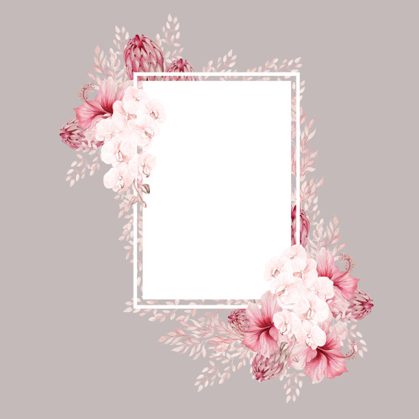 水彩婚礼花束与异国情调的花。图片下载