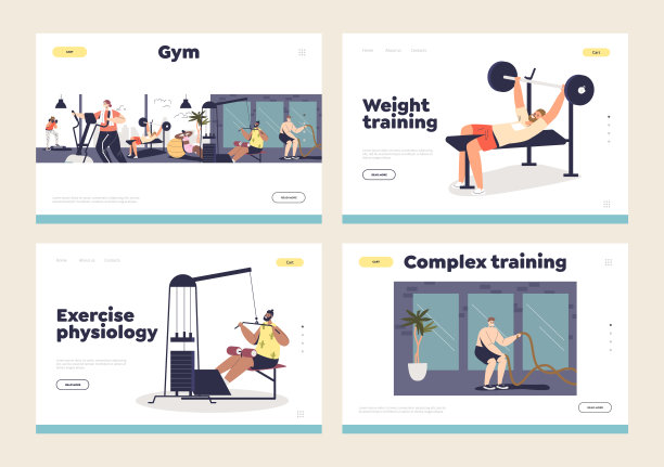 训练和练习登陆页面的人在健身房锻炼。男人和女人使用运动设备图片下载