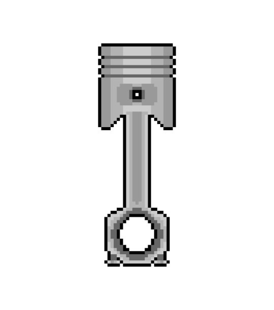 发动机活塞像素美术。8位摩托车活塞图标。矢量插图图片下载