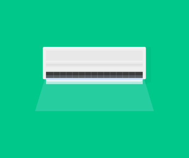 空调，分体式冷风气候控制系统。空调系统。对热、冷、风的概念、冷却、新鲜度矢量的设计和说明。图片下载