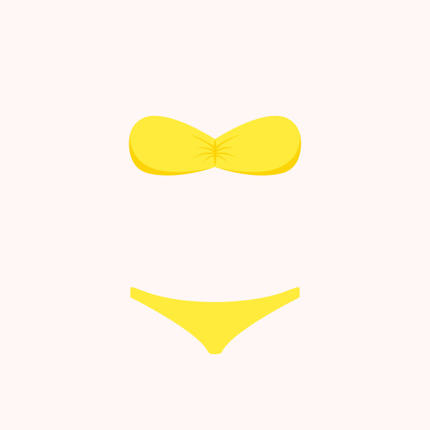 夏季带朵沙滩泳衣。五颜六色的泳衣。在白色背景上。女子沙滩泳装。矢量插图在卡通风格图片下载