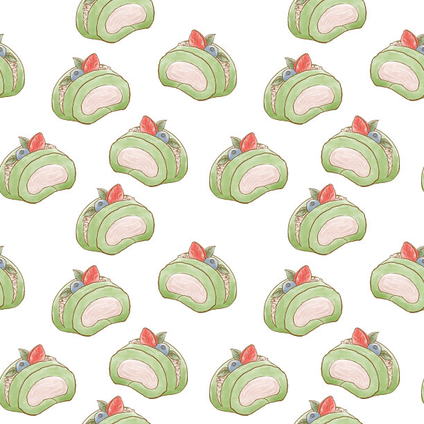 装饰图案来自甜点水果卷在白色背景上的插图图片下载