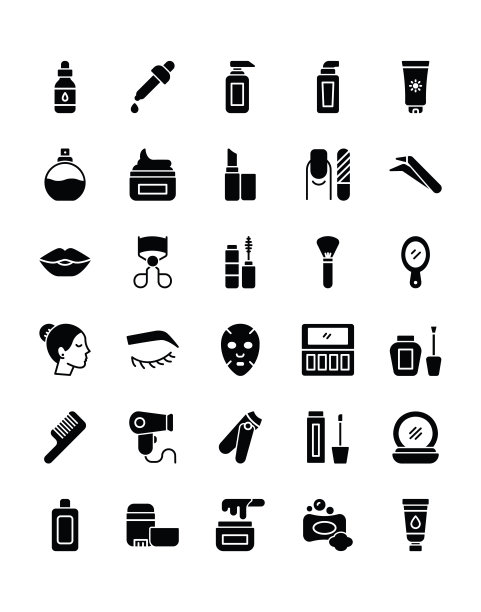 美人图标设置30孤立在白色背景图片下载