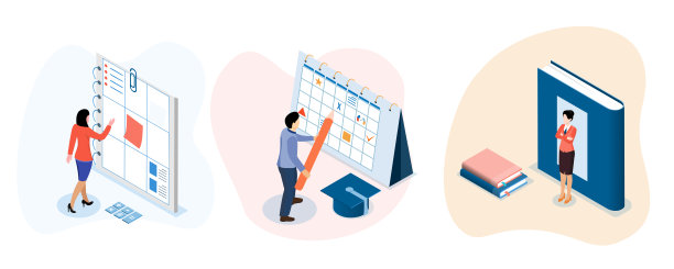 商务人士为工作、管理、市场营销、财务制定日程表。图片下载