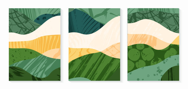 摘要葡萄园农场的田间格局矢量插图。葡萄园的绿色景观具有质感。藤蔓谷的海报。葡萄栽培的背景。生态卡剪纸，有机农田视图图片下载