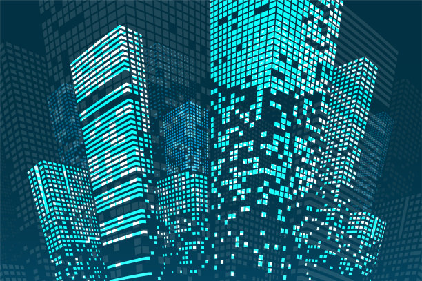 城市插画的智慧建筑概念设计图片下载