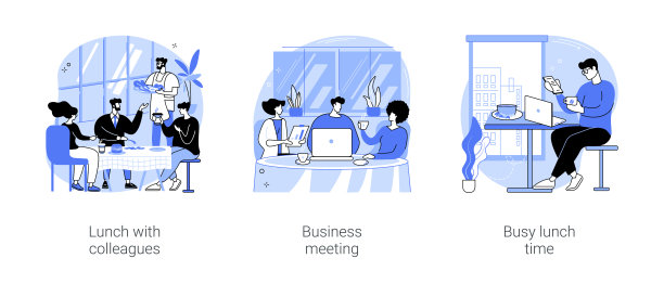 商务午餐孤立卡通矢量插图se图片下载