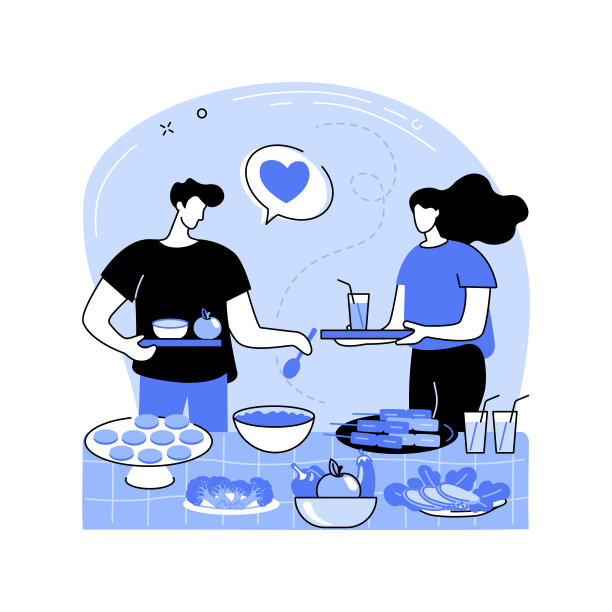 素食自助餐孤立的卡通矢量插图。图片下载