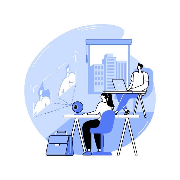 在线见面孤立的卡通矢量插图。图片下载