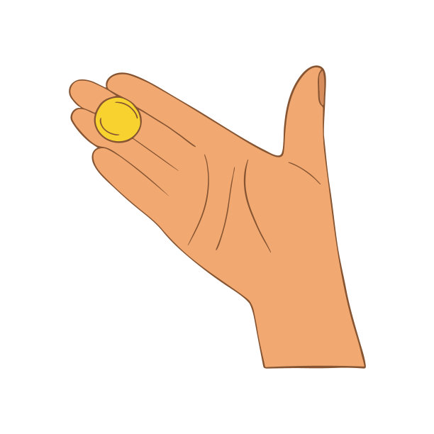 金币在掌心。图片下载