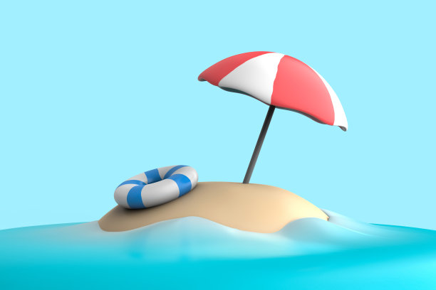夏日概念的大海和沙滩伞图片下载