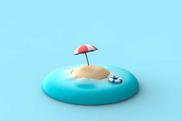 夏日概念的大海和沙滩伞图片下载