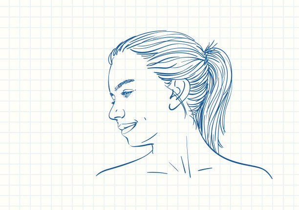 年轻少女的侧脸与长图片下载