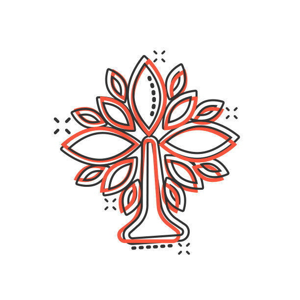 叶子图标在漫画风格的植物卡通白色图片下载